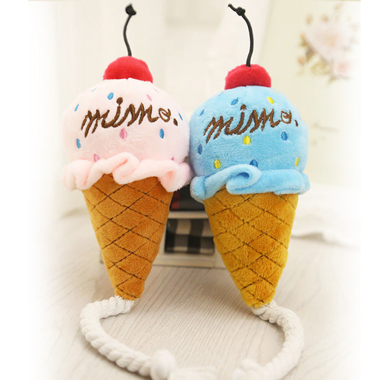 Ice Cream Shape Chew Toys for Pets, Plush Toys, Squeaky