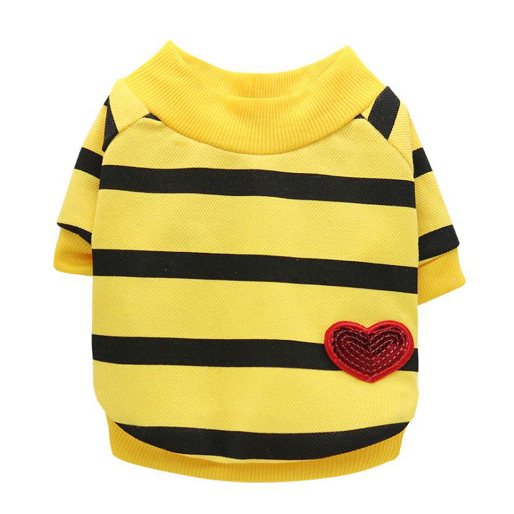 Sequins Heart Dog Striped Shirt