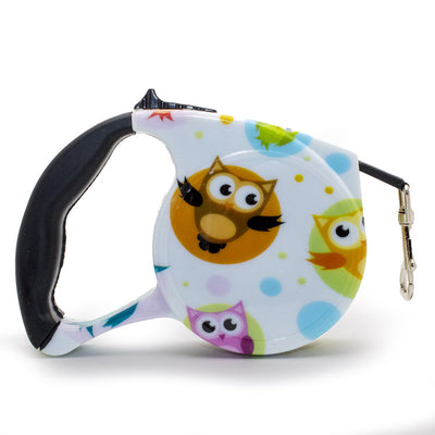 Fashionable Stylish Cute Retractable Pet Walking Leash with Adorable Owl Themed Pattern