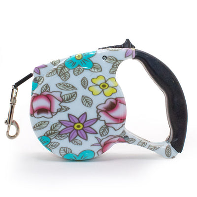 Fashionable Stylish Cute Retractable Pet Walking Leash with Adorable Flower Pattern