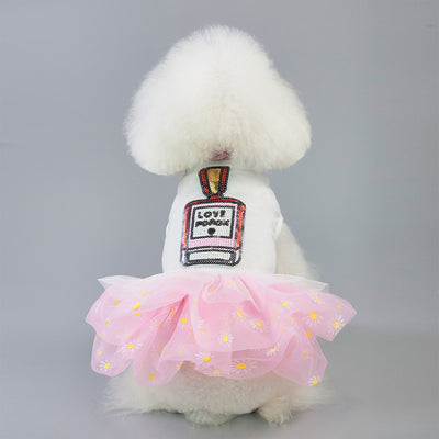 Sweet Lace Dress Perfume Pattern Girls Dog Fancy Dress
