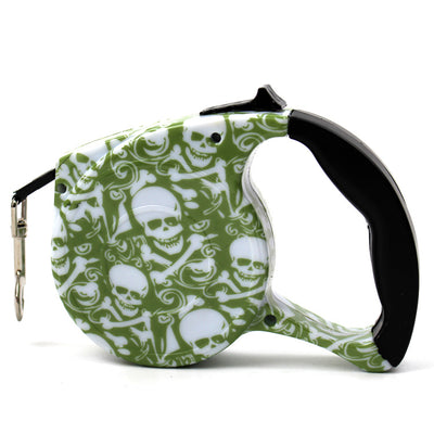 Fashionable Stylish Cute Retractable Pet Walking Leash with Cool Skull Pattern