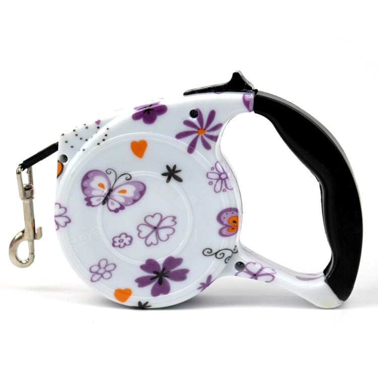 Fashionable Stylish Cute Retractable Pet Walking Leash with Adorable Flower/Butterfly Pattern