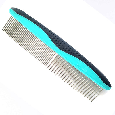 Comb with Stainless Steel Teeth and Non-Slip Grip Handle