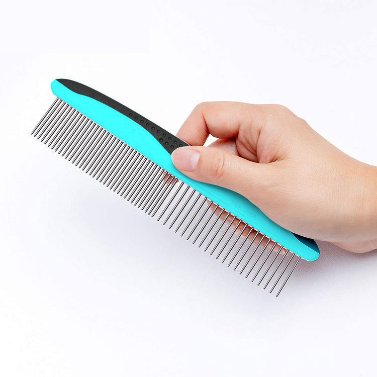 Comb with Stainless Steel Teeth and Non-Slip Grip Handle