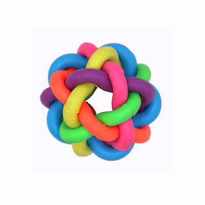 Colorful Rubber Round Woven Ball with Bell