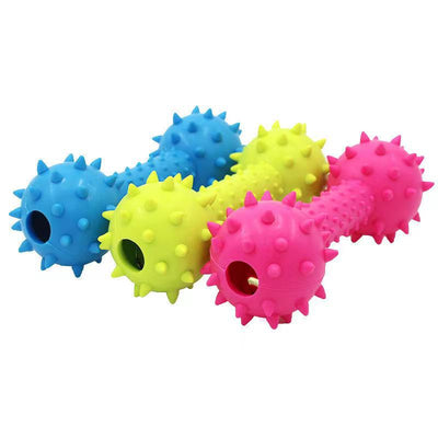 Dumbbell Design, Sound Toy with Jingle Bell, Tough Durable Teeth-Cleaning Rubber Interactive Toys