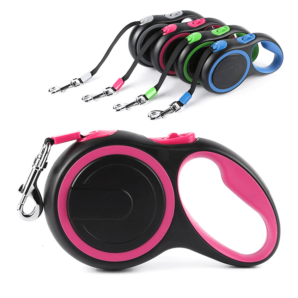 Retractable Dog Leash, Strong Reflective Nylon Tape, with Anti-Slip Handle, One-Handed Brake, Pause, Lock